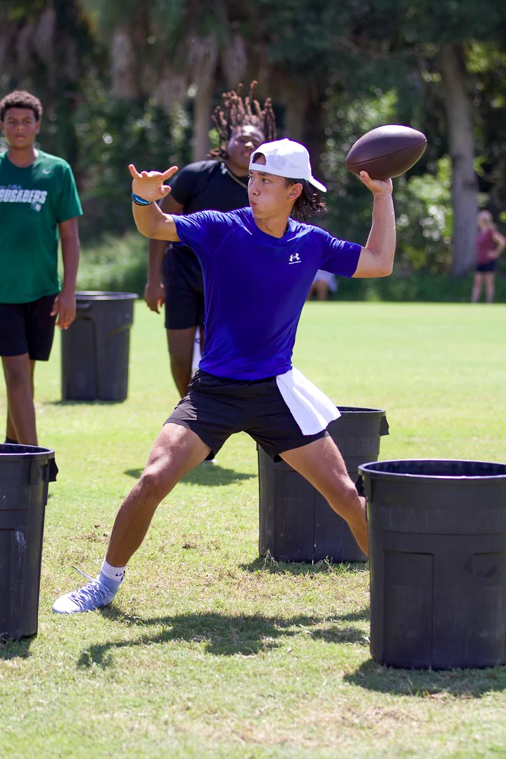 Quarterback throwing from the pocket
